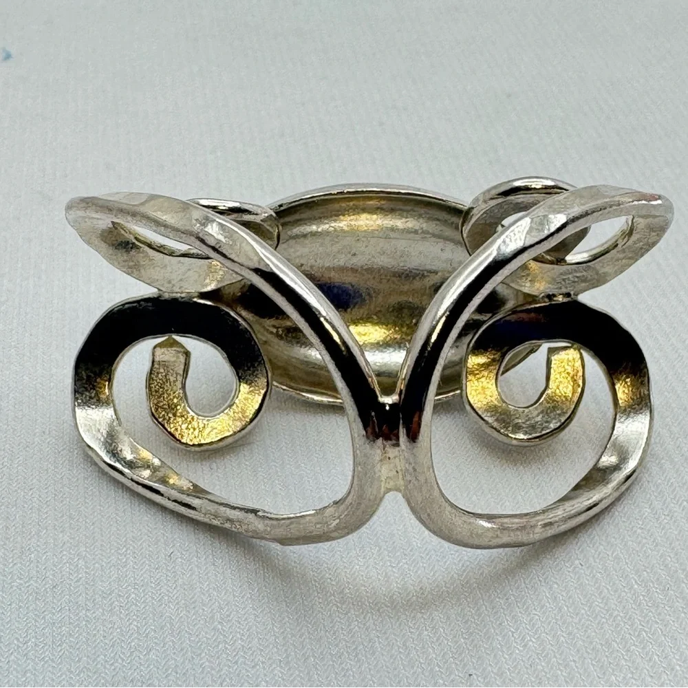 Vintage Mexico Silver Overlay Statement Bold Chunky Boho Ring Size 6.75
